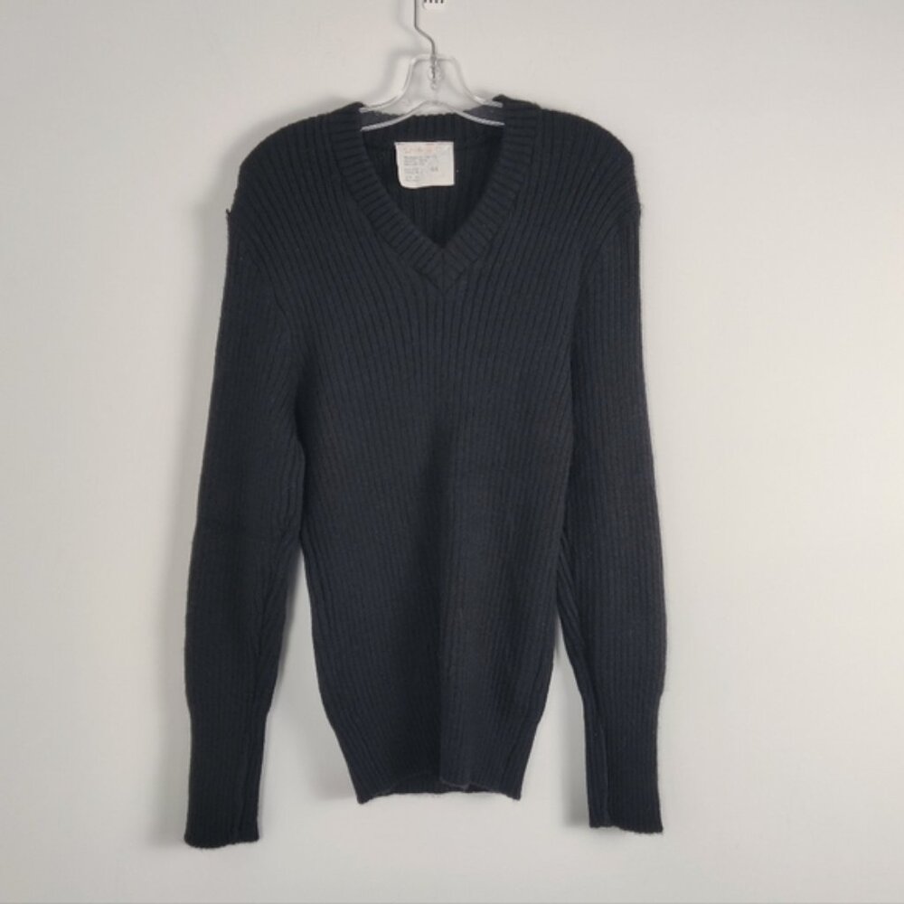 Women's Vintage Wool Sweater Tunic 1994 Size Medium Black Ribbed 90s